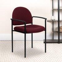 Flash Furniture Burgundy Fabric Stacking Chair with Arms BT-516-1-BY-GG